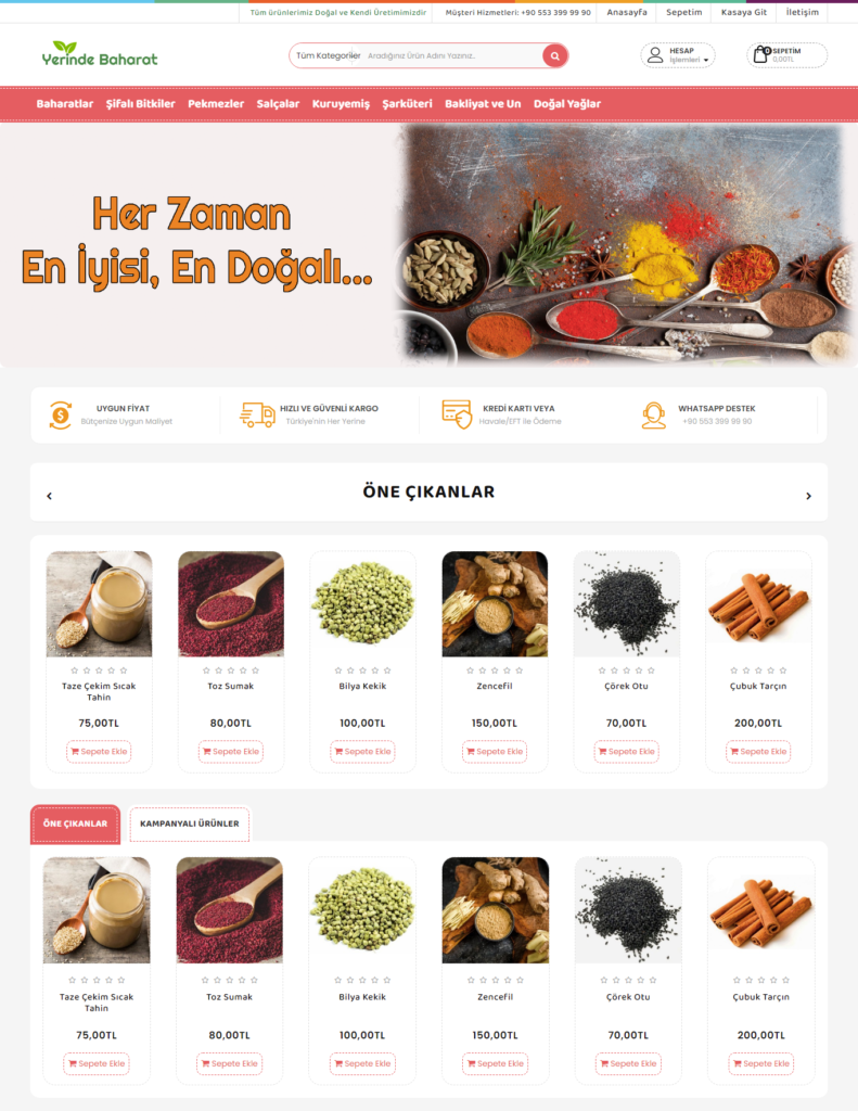 Yerinde Baharat E-Ticaret Sitesi