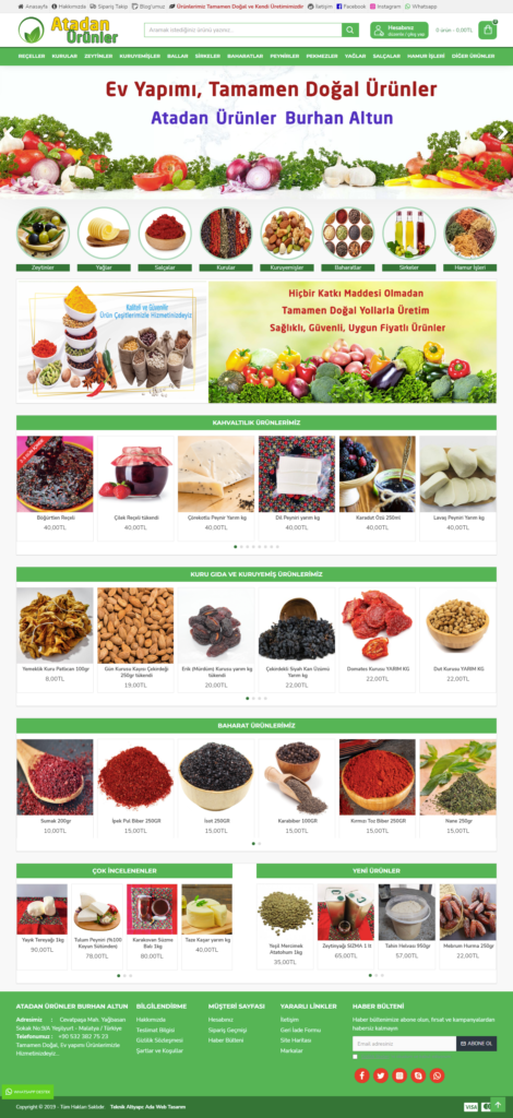 Atadan Ürünler E-Ticaret Sitesi