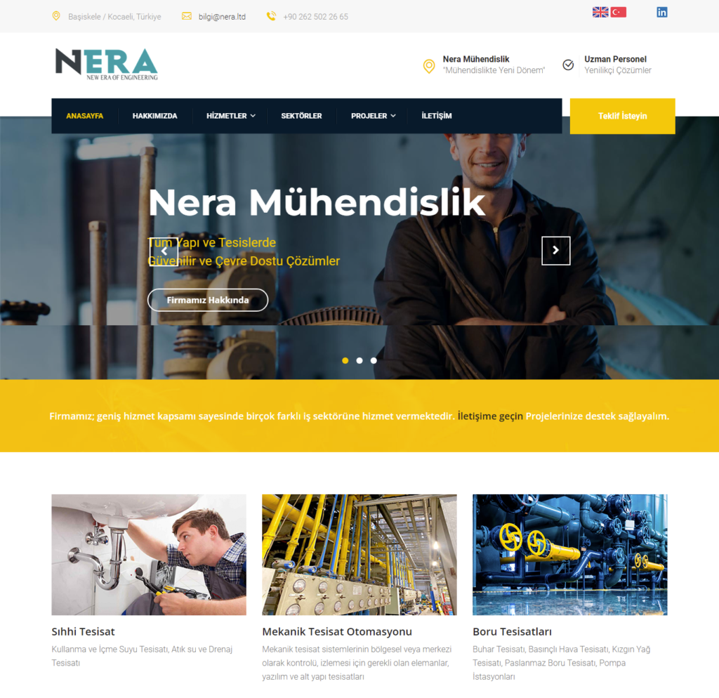 Nera Mühendislik Web Sitesi