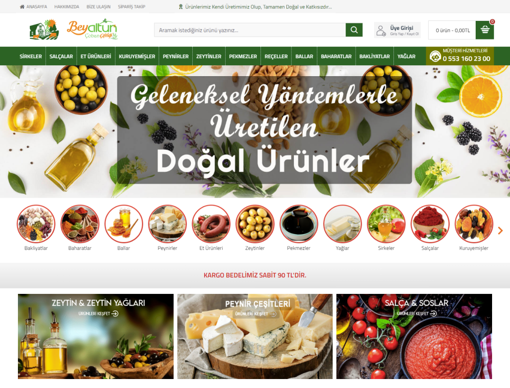 Beyaltun Çoban Çiftliği E-Ticaret Sitesi