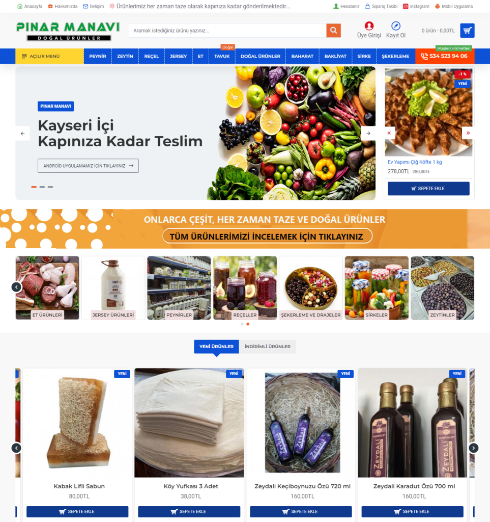 Pınar Manavı E-Ticaret Sitesi