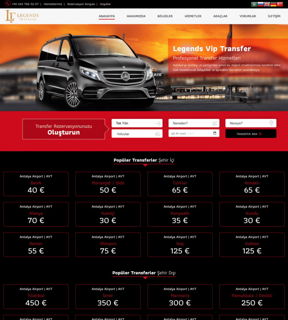 Legends Havaalanı Transfer Sitesi