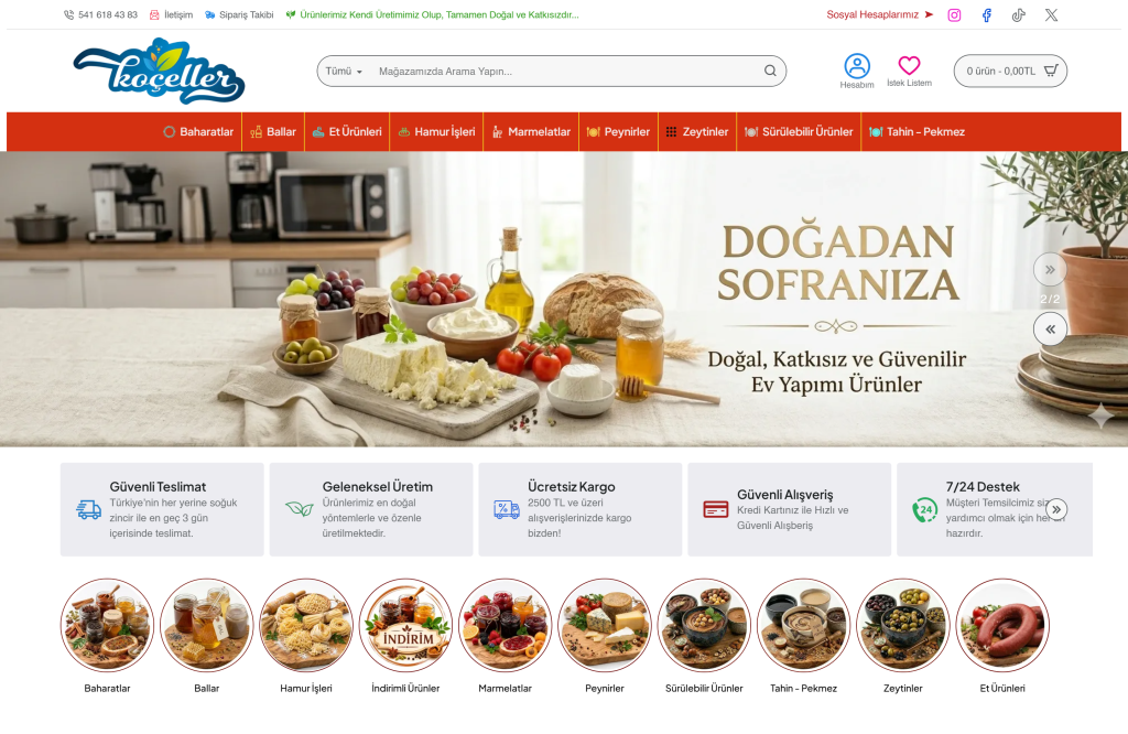 Koçeller Doğal Ürünler E-Ticaret Sitesi